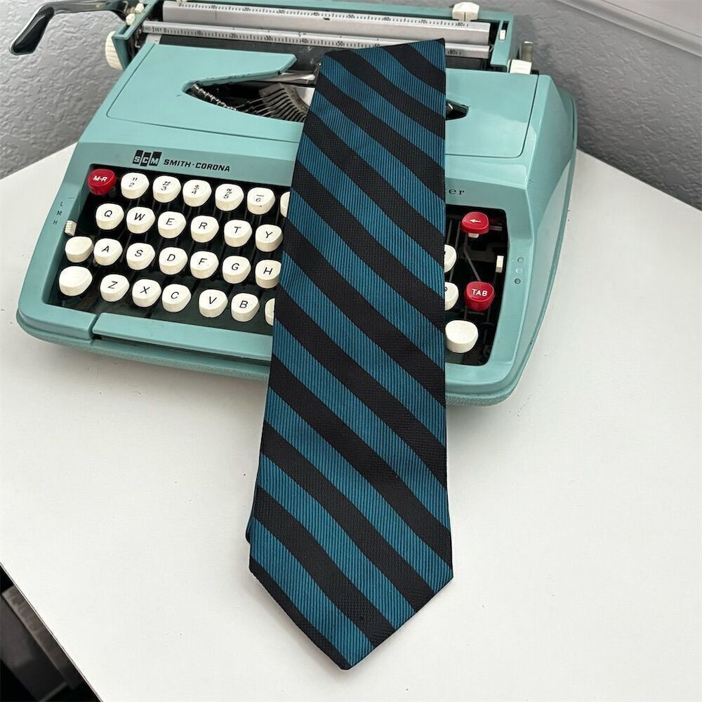 Thedappertie Men's Blue Striped Silk Necktie Hand-Finished Classic